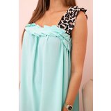 Kesi Włoski Women's dress with leopard print straps mint | shoptok.hr