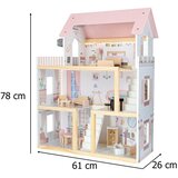  Drvena kućica za lutke s namještajem, 80 cm, ružičasta, s LED rasvjetom | shoptok.hr
