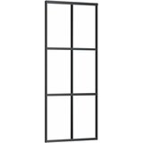  Klizna vrata s priborom crna 90 x 205 cm od ESG stakla | shoptok.hr