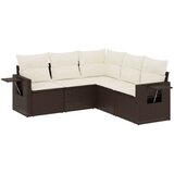  5-dijelni set vrtnih sofa s jastucima poliratan smeđi | shoptok.hr