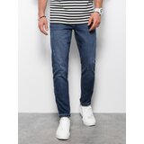 Ombre Spodnie męskie jeansowez przetarciami REGULAR FIT - ciemnoniebieskie Cene
