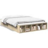 vidaXL Posteljni okvir sonoma hrast 150x200 cm inženirski les | Shoptok.si