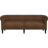 vidaXL Kavč trosed Chesterfield rjava tkanina | Shoptok.si