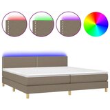  Krevet box spring s madracem LED smeđesivi 200x200 cm tkanina | shoptok.hr
