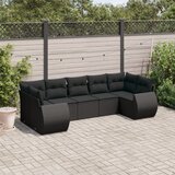 Maison Chic Seti vrtnega pohištva - Vrtna garnitura - Vrtni pohištvo set 7-delna z blazinami črn poli ratan, (21802524) | Shoptok.si