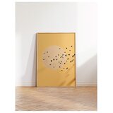 Wallxpert uramljena slika 115224, jato ptica ispred svetlog sunca na oker pozadini, 50 x 70 cm, ram u boji prirodnog drveta Cene