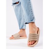 SHELOVET Beige slippers with rhinestones | Shoptok.si