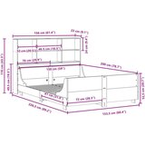 Krevet s regalom za knjige bez madraca 150x200 cm masivno drvo | shoptok.hr