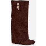 Boto Women's Platform Boots with Strap and Silver Detail Chocolate Korivelle | Shoptok.si