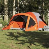 vidaXL Šotor za kampiranje za 6 oseb siv in oranžen vodoodporen Cene
