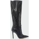 LuviShoes Women's Navy Black Printed Heeled Boots | Shoptok.si