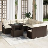 vidaXL 9-delni vrtni sofa set z blazinami rjava poli ratan | Shoptok.si