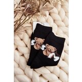 Aura.via Warm Cotton Socks with Bear Black | shoptok.hr