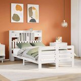 vidaXL Posteljni okvir brez vzmetnice bela 135x190 cm trdna borovina | Shoptok.si