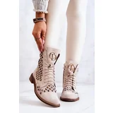 Zazoo Lace leather shoes Nicole in light sand color 2695