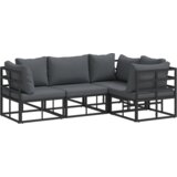 vidaXL Vrtna sedežna garnitura 4 pcs Črna 213 x 143 x 71 cm Aluminij | Shoptok.si