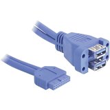 Delock USB kabel USB 3.2 gen. 1 (USB 3.0) spojni konektor 19-polni \, USB-A vtičnica 0.45 m modra UL-certificirano 82942, (20416225) | Shoptok.si