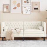 vidaXL Chesterfield sofa s jastucima za 2 osobe krem baršunasta - Krema 1 Dvosjedi | shoptok.hr
