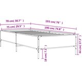  Okvir kreveta boja hrasta 75 x 190 cm konstruirano drvo i metal | shoptok.hr