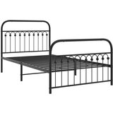 vidaXL Kovinski posteljni okvir z vzglavjem in vznožjem črn 107x203 cm, (21251363) | Shoptok.si