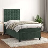 vidaXL Box spring krevet s madracem tamnozeleni 100x200 cm baršunasti | shoptok.hr
