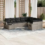 vidaXL 10-dijelni set vrtnih sofa poliratan s jastucima svijetlosivi Cijene