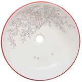 Nadgradni Nadpultni umivalnik bel in rdeč okrogel Φ41x14 cm keramika | Shoptok.si