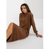 Fashion Hunters Basic brown oversized sweatshirt dress Cene