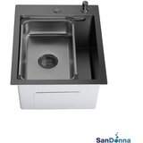 Sandonna Inox sudopera HD4050R Crna sa dozerom za deterdžent i korpicom 40x50cm u