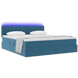  Krevet S LED lampica s pohranom Tamno plava 160 x 200 cm Baršun | shoptok.hr