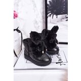 FR1 Children's Snow Boots Insulated With Fur With Ears Black Bunny | Shoptok.si