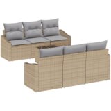 vidaXL 7-delna vrtna garnitura z oblazinjenjem Bež Poli Ratan, (22094070) | Shoptok.si