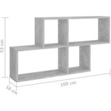  Zidna polica boja betona 100 x 18 x 53 cm konstruirano drvo | shoptok.hr