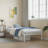 vidaXL Kovinski posteljni okvir z vzglavjem bel 90x200 cm Cene