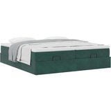 vidaXL Otomanski posteljni okvir z vzmetnicami zelen 200x200cm žamet, (21610807) | Shoptok.si