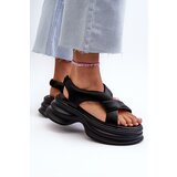 GOE Zazoo 2743 Suede Wedge Sandals Black | ePonuda.com