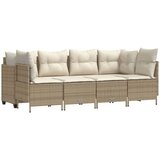 5-dijelni vrtni set sofa s jastucima bež od poliratana 204 x 55 x 70 cm | shoptok.hr