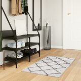 vidaXL Čupavi moderni tepih s visokim vlaknima krem-crni 60x110 cm Cijene