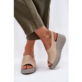 ARTIKER Women's Sandals Made Of Natural Leather On Wedge Beige | ePonuda.com
