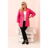 Kesi Włoski Women's Plus Size quilted jacket with collar and button pink | shoptok.hr