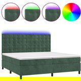  Krevet box spring s madracem LED tamnozeleni 200x200 cm baršun | shoptok.hr