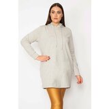 Şans Women's Plus Size Gray 2 Thread Hooded Sweatshirt Cene
