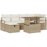 vidaXL set od 7 dijelova vrtnih sofa s jastučićima bež poli ratan, dvosed vrtni sofa s pohranom i jastučićima bež poli ratan | shoptok.hr