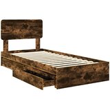  Krevet s od storage s ladicama Dimljeni hrast 100 x 200 cm Smeđa 203 x 102 x 90 cm | Shoptok.si