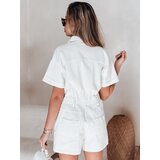 DStreet Kombinezon krótki jeansowy z paskiem DINOZIA biały | shoptok.hr