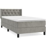 vidaXL Box spring postelja z vzmetnico svetlo siva 80x200 cm žamet, (20901709) Cene