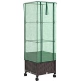  Vrtna saksija s pokrovom staklenika i kotačima Smeđa PP - Smeđa 40 x 40 x 139 cm s kotačima | shoptok.hr