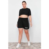 Trendyol Curve Black Printed Piping Detailed Knitted Shorts & Bermuda Cene