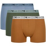 DIM COTTON STRETCH BIO BOXER 3x - Men's boxer shorts made of organic cotton 3 pcs - orange - dark green - light brown | shoptok.hr