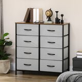 HOMCOM Komoda z 8 predali v industrijskem slogu, komoda za spalnico s snemljivimi predali iz blaga, les in jeklo, 80x30x81,5 cm, (20710831) Cene